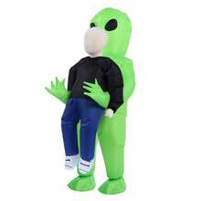 Inflatable Alien Costume For Kids Funny Blow Up Alien Carrying Costume For Halloween Cosplay,Halloween Costumes, Decoration - 綠色 - 查看 6