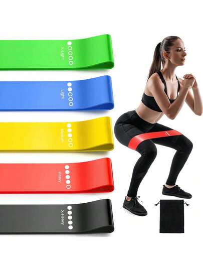 Resistance Bands For Fitness (Black Solid Color Packaging, No Letters) Elastic Resistance Bands For Strength Training Yoga Starter Kit (Leg Stretching Strap) Pilates Resistance Bands