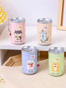 3 szt. chusteczek nawilżanych w kształcie puszki z kreskówką – urocze, przenośne, miniaturowe chusteczki nawilżane, wzór puszki na napój z zawieszką | Miękkie i delikatne, do rąk i ust, do użytku w podróży/na zewnątrz/w samochodzie