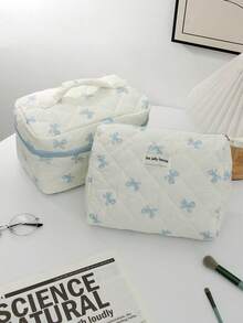 3件套蓝色蝴蝶结化妆包，轻便拉链化妆品收纳包，甜美风格多功能洗漱包，母亲节礼物，送给闺蜜的礼物，送给老师的礼物。化妆包，化妆品收纳盒，化妆袋，化妆品收纳，珠宝收纳，唇彩收纳，指甲油收纳，化妆包，化妆品收纳盒，化妆品收纳盒，化妆品收纳，化妆袋，化妆包 - 彩色 - 查看 3