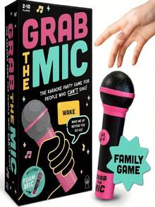 Family Karaoke Board Game W/Foam Mic, 14+ Ages, 2-10 Players - Games For Bad Singers W/ 250 Lyrics (125 Cards) For Hilarious Game Nights & Birthday Party - 黑色 - 查看 1