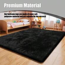 Festival Thanksgiving Christmas Decor Home Rug Living Room 8x10 Fluffy Area Rugs For Living Room,Shag Area Rug For Bedroom,Black Soft Fuzzy Rug Non-Shedding Indoor Plush Carpet For Kids Bedroom Nursery Home Decor - 黑色 - 查看 3