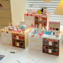 1pc Multi-Layer Drawer Storage Box, Cute Rabbit Desk Organizer Box, Suitable For Office, Home, School, Dorm, Cosmetic Storage, Birthday Gift - Multicolor - View 9