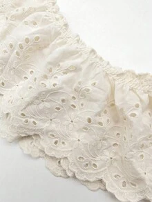 1 Yard Lace Embroidery Trim, 13.5CM Wide Hollow Embroidered Fabric Sewing DIY Decoration