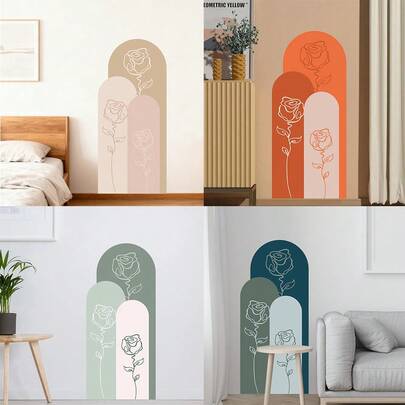 2pcs/Set Arched Wall Decoration Stickers, Bohemian Living Room Wall Stickers, Vinyl Wall Art Decorations, Removable Wall Stickers, Peel And Stick.