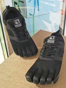 35-47 Size Unisex Winter Outdoor Lace-Up Sports Shoes With Thermal Lining, Five-Finger Design For Yoga, Fitness, Hiking, Climbing And More Outdoor Activities - Black - View 6