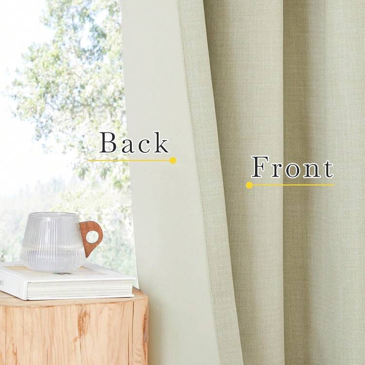 2025  Bedroom Curtains 2 Panels Sets Faux Linen Textured, Pinch Pleated Room Darkening Light/Heat Blocking Window Drapes Thermal Insulated For Living Room, Angora, W50 X L108, 2 Panels - 鉤腰帶 | 米色 - 查看 6