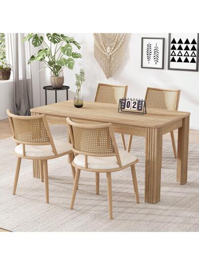Pu Seat Cushion Rattan Chair, Beige, Black, Restaurant, view 2