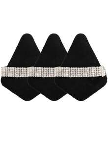 1 pièce/3 pièces/5 pièces/10 pièces/15 pièces/24 pièces Lot d'éponges de maquillage triangulaires noires, velours cristallin à poils courts, doux et collants, à prix abordable, convenant comme cadeau de Noël, cosmétiques, outils de maquillage, articles bon marché, cadeaux, cadeaux pour femmes, cadeaux de Noël - Noir - Voir 13