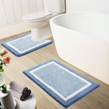 OLANLY Toilet Rugs U-Shaped 24x20, Extra Soft And Absorbent Microfiber Bathroom Rugs, Non-Slip, Machine Wash Dry, Pl 11ush Shaggy Contour Bath Mats For Toilet Base (Blue And White){Inchcolor_nameinch:InchBlueandWhiteinch,Inchsize_nameinch:Inch24\Inchx20\InchContourRuginch} - 藍白 - 查看 8