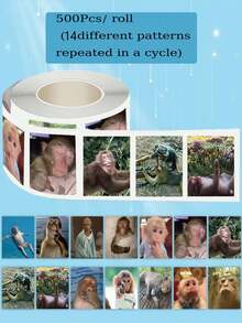 500pcs/Roll Funny Monkey Stickers, Amusing Monkey Design, Funny Graffiti Stickers, Waterproof And Easy To Apply, Suitable For Guitar, Luggage, Phone Cases, Laptops, Exquisite Gift, Fully Removable Stickers - Multicolor - View 11