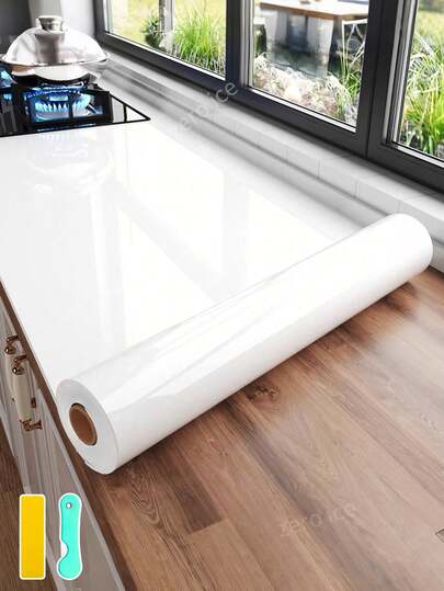 1 Roll Glossy Marble Contact Paper,Anti-Fouling, Anti-Scratch, Waterproof, High Temperature Resistant Kitchen Sticker, Peel And Stick Wallpaper, Renovation Protective Film For Walls, Cabinets,Countertop, Tables, Chairs, Rooms, Cupboards