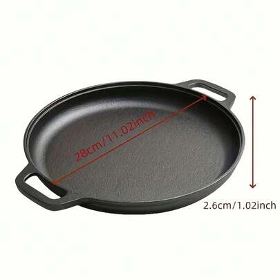 New Multi-Purpose Cast Iron Frying Pan, Non-Stick Skillet Stove & Outdoor Cooking,Lightweight Round Griddle Home Kitchen