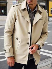 Gabardina informal de corte entallado para hombre - Caqui - Ver 4