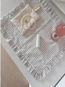 1/2/6pcs Korean Ins Style Black & White Striped Lace Napkins, Multi-Functional Dust Cover Cloth, Suitable For Valentine's Day, Wedding, Daily Use - Multicolor - View 9