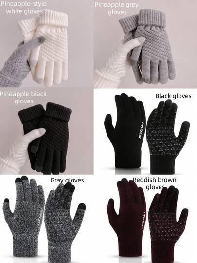 Guanti invernali, guanti da uomo e donna, aggiornati per toccare lo schermo e inviare messaggi di testo per attività all'aperto, con fodera in maglia calda e soffice, guanti invernali lavorati a maglia spessi e caldi per ciclismo, in morbida lana, adatti per uso esterno, touch screen, resistenti all'usura, traspiranti e antivento [Comfort e Calore]