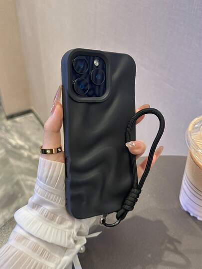 Wave Ripples 1pc Minimalist High-End Water Wave Pattern Phone Case + Lanyard Compatible With IPhone11, 11Pro, 11ProMax, 12, 12Pro, 12ProMax, 13, 13Pro, 13ProMax, 14, 14Pro, 14Plus, 14ProMax, 15, 15Pro, 15Plus, 16, 16Pro, 16ProMax, 16Plus/17/17Pro/17ProMax