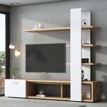 Television Stands & Entertainment Centers - Bianco + colore legno originale - Visualizzare 11