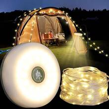 可充电 32.8 英尺露营灯串 - 二合一快速收纳帐篷灯，带 5 种照明模式 - 悬挂式便携式 LED 灯，适用于卧室庭院装饰圣诞露营必需品 2000mAh 电池圣诞装饰、圣诞灯、仙女灯 - 彩色 - 查看 3
