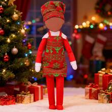 30cmBookshelf Doll Christmas Chef Outfit, Clothes For MischievousDoll Not Included), Party Holiday Decor Photography Prop, Bookshelf Doll Accessory, Christmas Tree Decoration, Essential Christmas Gift, Birthday Party, Wine Bottle Decor, Home Gathering Decoration - Multicolor - View 7