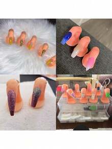 Nail Art Practice Hand, With Or Without Fake Nails, Realistic Fake Fingers, Carved & Painted Nail Art Sticker Display Model