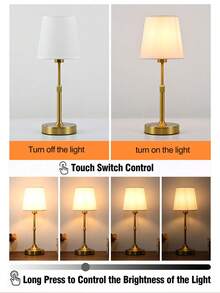 1pc Adjustable Height Fabric Lamp, USB Rechargeable Long-Lasting Battery, LED Touch Control Dimmable Desk Lamp, Portable For Indoor/Outdoor Use, Stylish Design For Bedroom, Living Room, Dining Room, Camping, Holiday Gift - Height-adjustable Fabric Table Lamp - View 10
