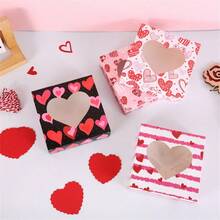 Heart Candy Gift Box With Window Valentines Day Chocolate Cookie Packaging Paper Boxes Wedding Birthday Party Supplies - Multicolor - View 5