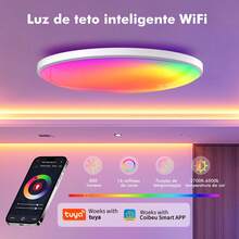 1 Piece RGB Bluetooth Ceiling Light, Dimmable With Remote Control, Smartphone App Control, Alexa Compatible, Ultra-Thin RGB Ceiling Lamp With Color Changing, 24W, Also Provides Daily Color Temperature, White/Neutral/Warm Light, Adjustable Brightness, Suitable For Living Room, Bedroom, Bathroom, Kitchen, Children's Room - White - View 1