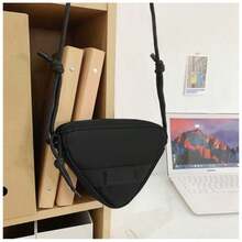New Arrival Triangle Crossbody Bag For Men, Korean Style,  Lightweight Small Shoulder Bag, Mini Phone Bag - 黑色 - 查看 3