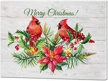 2025 Christmas Canvas Wall Art Print 12" X 16" With Timer | LED Lighted Design - Selamat Natal Kardinal Poinsettia - View 5