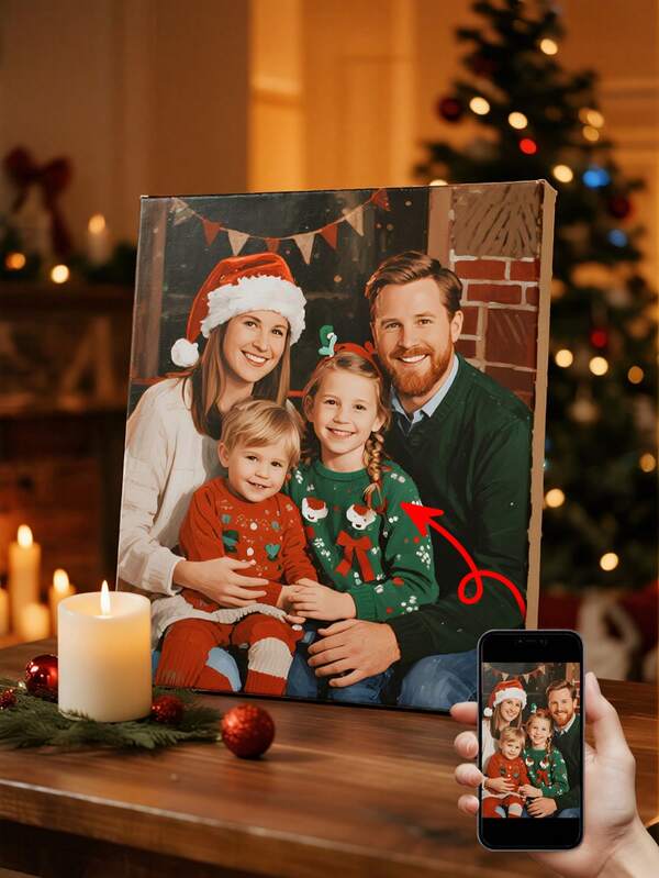 1pc Customized Family Photo Wall Art, Personalized Couples Anniversary, Birthday, Wedding, Valentine's Day Perfect Gift, Christmas Decor, Home Decoration, Elegant, Fashionable, Minimalist, Unique Gift For Him, Her, Boyfriend, Girlfriend, Dad, Mom, Family, Friends Anniversary, Valentine's Day, Mother's Day, Birthday, Children's Day, Father's Day, Graduation, Housewarming