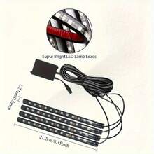 4 piezas Luces interiores de neón LED de 48 para automóvil - Sincronización con música, luces decorativas RGB con control remoto