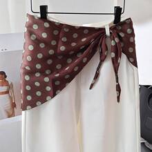 Autumn Vintage Waist-Tied Triangle Scarf, Cashew Nut Pattern Bandana, Jeans, Waist Accessories, Versatile Trouser Curtain Scarf - Khăn choàng tam giác - Chấm bi nâu - Xem 3