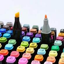 120色双头丙烯马克笔套装，经久耐用，不易褪色，非常适合艺术家绘画、插画、手工制作，也适合开学季涂色书和其他DIY项目，适用于纸张、布料、木材、石头、塑料、玻璃、陶瓷、南瓜等材质，学生和成人皆宜，也是感恩节、万圣节、圣诞节的理想礼物。