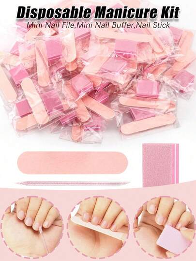 Nail Art Kit, Mini Nail File And Cuticle Pusher Set, Double-Sided Nail File, Wooden Cuticle Pusher, Nail Cleaning Tools, Nail Stick, Nail Brush, Women's Manicure Set, Christmas Gift, Birthday Gift. The Nail Care Tool Chosen By 100 Million People