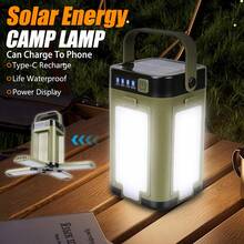 Solar Powered 4-Leaf Camping Light, Dual Light Source 90° Foldable Outdoor Emergency Lighting Portable Lantern