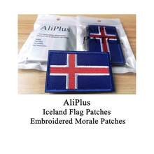 2 PCS  Iceland Flag Patches Embroidered Tactical Military Morale Patch Applique Fastener Hook And Loop{Inchcolor_nameinch:InchIcelandinch} - Iceland - 查看 3