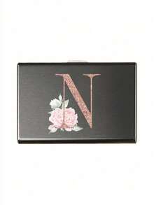 1个 - 6个卡槽超薄卡包玫瑰金首字母姓名A到Z图案钱包身份证银行信用卡夹极简主义超薄铝金属钱包银行卡盒RFID男女钱包金属卡夹收纳包，非常适合斋月、开斋节、情人节、圣诞节或感恩节。 - 彩色 - 查看 13