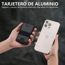 Tarjetero Antirrobo, Delgado Tarjetero Metálico con Protección RFID, Tarjetas de Crédito con 6 Ranuras de PVC y Dinero en Efectivo (B) - 1 - Ver 4