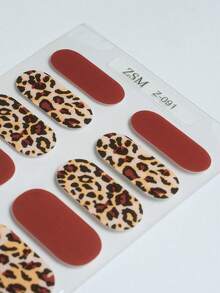 16pcs Semi-Cured Gel Nail Stickers, Jelly Beige Color, Salon Quality, Long-Lasting, Requires UV Lamp Curing - Maroon - View 6