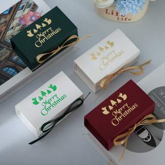 10 /20 Pcs Santa Cookie Gift Box; Merry Christmas Happy New Yea;RChristmas Candy Gift Box