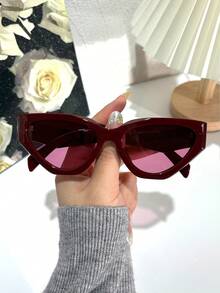1pc Small Frame Various Shapes Fashion Glasses Retro Personalized Versatile Men's And Women's Fashion Glasses Wine Red Glasses Suitable For Daily Wearing Street Photography Jealousy Ah Travel Summer Beach Accessories Women's Accessories Autumn And Winter Outfit Festival/Birthday/Girlfriend Gift - 酒紅色 - 查看 20
