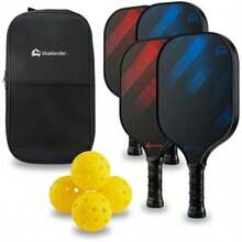 Bluelander Juego de 4 Paletas, 4 Pelotas de Pickleball y Estuche de Almacenamiento, Juego de Pickleball Hombre y Mujer, Raquetas de Paddel de Fibra de Vidrio, Raquetas y Pelotas Ping Pong(default) - Tipo 1 - Ver 1