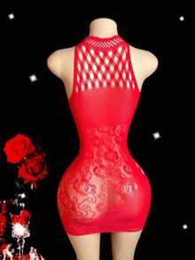 Vestido hueco de mujer de red de pescar, lencería sexy para una noche romántica