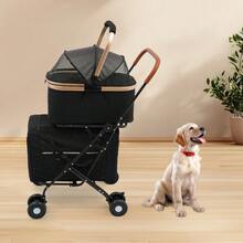 ZHFEISY 3-In-1 Double Pet Stroller For Dogs And Cats With 2 Detachable Carriers Foldable Stroller For Small Medium Dog, Pet Travel Cart, Collapsible, Sturdy (Black)