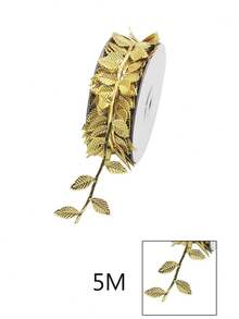 1 ROLLO de Hilo de corona de estrellas doradas, cinta decorativa de 393,7 pulgadas para festivales, adecuada para manualidades, empaquetado de regalos y decoración del Día de San Valentín, cinta de joyería de moda, cinta de empaquetado de cajas de regalo, decoración diaria