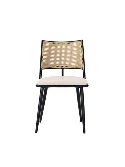 Pu Seat Cushion Rattan Chair, Beige, Black, Restaurant, view 6