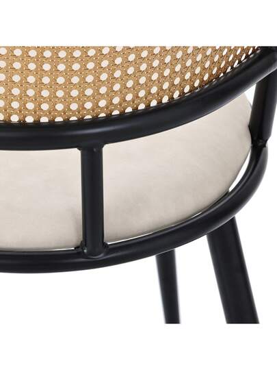 Pu Seat Cushion Rattan Chair, Beige, Black, Restaurant, view 7