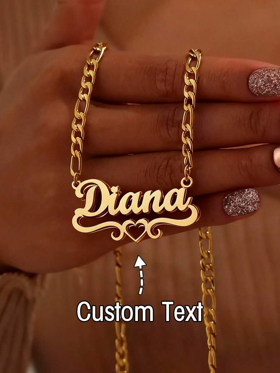 Customized Stainless Steel Double Layer Necklace, Heart & English Letter Pendant Necklace, Ideal Gift For Couples, Friends, Family, Mother's Day, Fashion, Autumn, Minimalist, Casual, Personalized, Unique Gift For Girlfriend, Mom, Family, Friends, Daughter For Anniversary, Valentine's Day, Mother's Day, Birthday, Graduation, Daily Wear, Wedding, Prom ,Forever Love - Hollow Love Multi-color - View 1