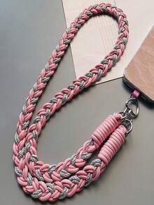 2026 New Year & Valentine's Day Special Offer, 6-Strand Braided Phone Lanyard, Minimalist Long Diagonal Shoulder Strap With Side Clasp, Fashionable Outdoor Anti-Lost Phone Lanyard, 1pc Silver Woven Heart-Shaped Ring Long Lanyard, Anti-Lost & Anti-Theft Phone Lanyard, Suitable As Gift For Mother - Multicolor - View 5